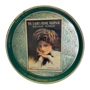 Ladie's Home Journal Vintage Birthday Number 1910 Tin Tray Cheinco 14” Decor